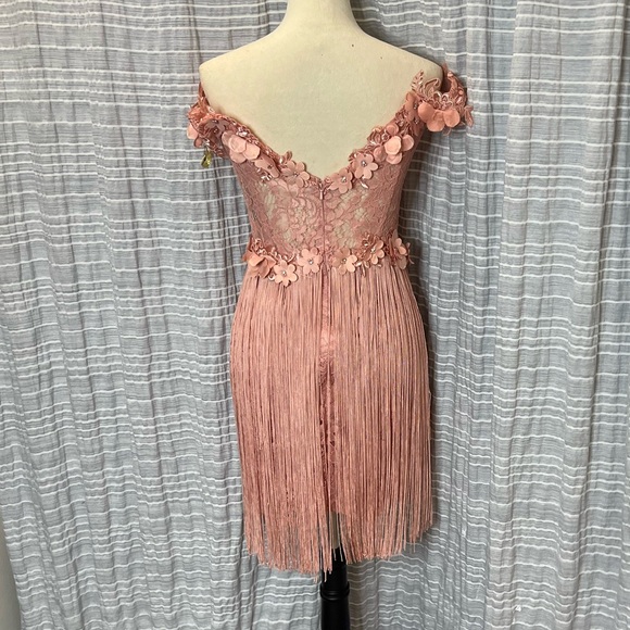 Tarik Ediz Pink Floral Fringe Dress - Picture 4 of 9